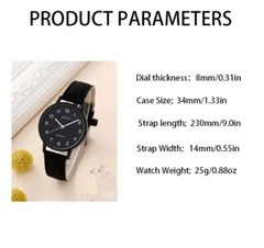 Rhinestone Decor Quartz Watch. Leather Strap, Zinc Alloy Round Dial & ♡ Bracelet