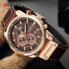 45MM CURREN Quartz Men’s Watch Luxury 30M Waterproof Leather Luminous Gift NEW