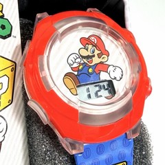 Accutime Super Mario Light Up LCD Digital Kids Watch Alarm Nylon Strap New
