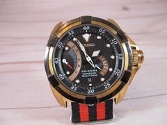 SEIKO VELATURA KINETIC DIRECT DRIVE BLACK DIAL WATCH SRH006 ROSE JUMBO BEAUTY