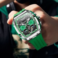 Men’s Automatic Mechanical Watch Tonneau Sapphire Glass 50M Waterproof Luminous
