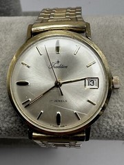 Tradition Swiss Made Mens Watch 17 Jewels 10K RGP 33MM 6″ Stretch Band E8