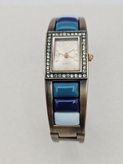 Beautiful Blue Cuff Watch pave’ diamonds Turquoise, blue and teal colors New