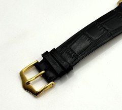 Vintage Refurbished Seiko Rectangular White Dial Black Faux Leather Strap
