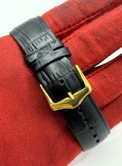 Vintage Refurbished Seiko Rectangular White Dial Black Faux Leather Strap