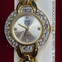 Women’s ELIZABETH TAYLOR White Diamonds Gold Tone Bracelet Watch, 27mm, Runs