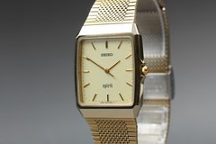 [EXC+5] Seiko Spirit 5E31-5A60 29mm Gold Square Tank Mens Watch From JAPAN