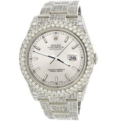 Rolex Datejust 36mm Pave Diamond Watch/16.9CT Bezel/Case/Bracelet/Silver Dial