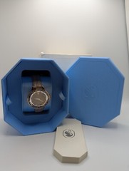 Swarovski Octea Nova 5649999 Womens Rose Gold Case Beige Leather Band Wristwatch