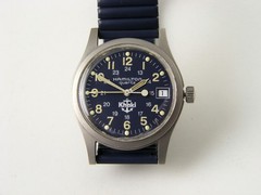 Vintage 90s HAMILTON Khaki ANCHOR Mark BLUE DIAL Date Quartz Unisex WATCH 9797