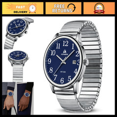 Men’s Waterproof Analog Quartz Sport Watch – Easy Read Date, 38mm Stainless Stee