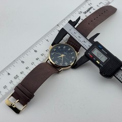 Sutton Quartz Watch Men 40mm Gold Tone Black Military Dial Analog New Battery
