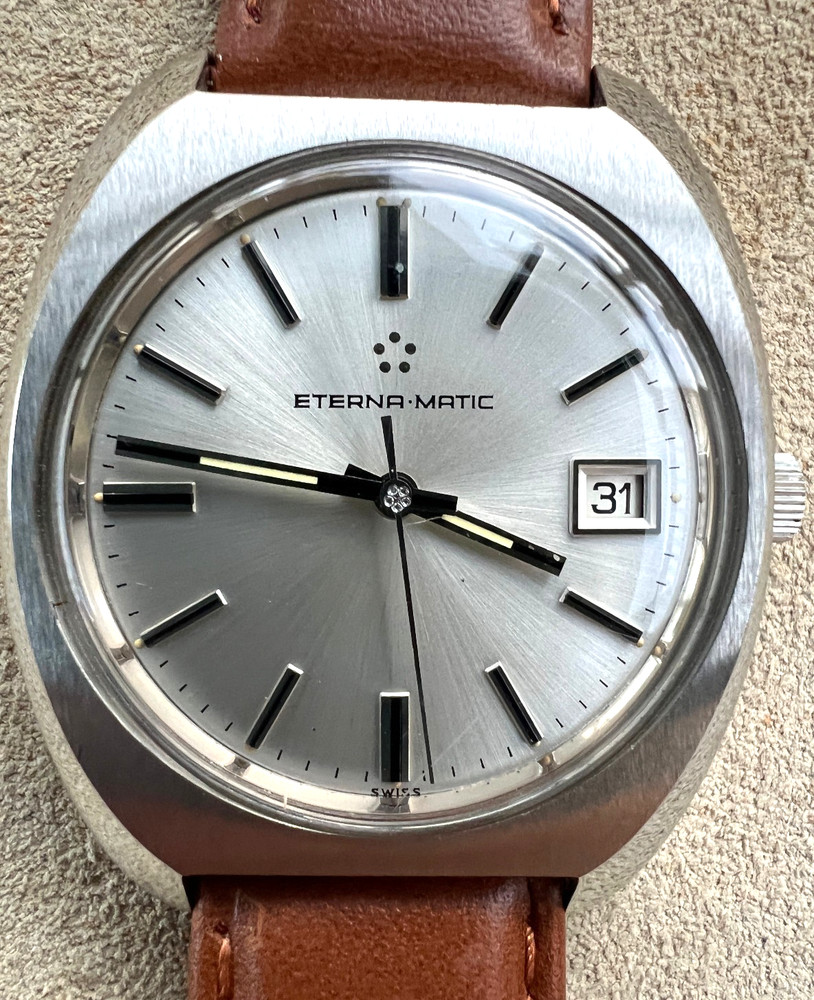Vintage Eterna matic auto watch All Steel Patina 1960’s signed 5x Serviced Works