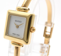 GUCCI 1900L Gold Square Quartz Women’s Watch White Dial Swiss Made Working