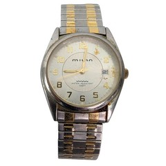 Vtg Milan Quartz Mens Watch 100ft Water Resistant Stainless Steel Japan Movement