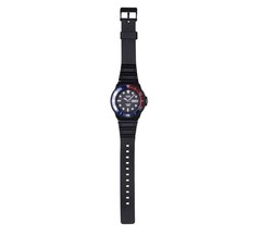 Casio MRW230H Quartz Diver Watch 100m WR Date Black Resin Strap Red/Blue Bezel
