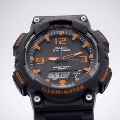 Casio Men’s Analog-Digital Solar Watch Black Orange Japan Working 076142