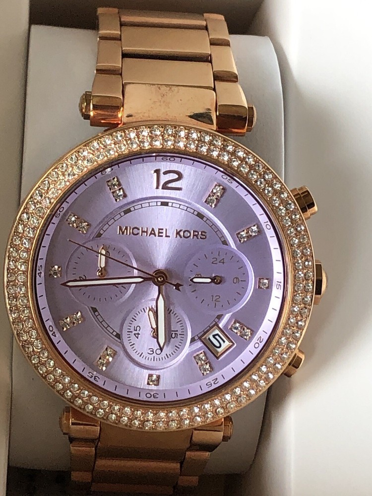 Michael Kors Parker Purple Dial Mk6169 Watch Retail $295