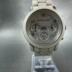 Michael Kors Chronograph Watch Women 39mm Silver Dial Steel MK-5423 New Battery