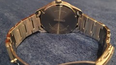 Seiko Solar Blue Dial Stainless Steel Watch SNE525P1 Great Condition