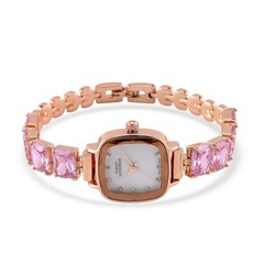 Classic Succession Quartz Watch with Pink Cubic Zirconia Band in Rosetone 7.5in