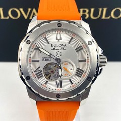Bulova Marine Star 98A226 Men’s Watch 45MM White Dial Rubber Strap Automatic