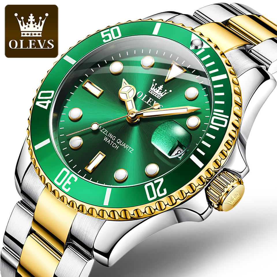 OLEVS 5885 Stainless Steel Strap Quartz Analogue Men Gents Wristwatch Waterproof