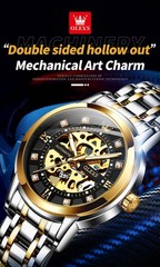 OLEVS 9901 Fashion Multi-functiom Accurate Transparent Vintage Mechanical Watch