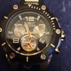 Invicta Flame Fusion Quartz Chronograph Date Black Dial Rubber Strap WR100m