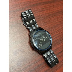 Guess Mens Digital Chronograph Watch U0786G2 Black Ion Plated Blue Bezel Working