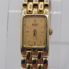 Vintage Ladys Seiko Quartz Tank Style 1E20-5839 Gold Tone Watch