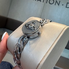 Vivienne Vintage Style Silver Dial Bracelet Flip Women’s Quartz Watch In Box