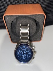 Fossil Watch No. CH-2516 Blue Crystal Chronograph SS Bracelet Needs New Battery