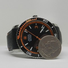 Mens Wenger Victorinox Swiss Made Military Army 43mm Roadster Black Orange Watch