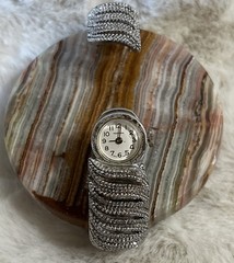 Vintage Norman Hinged Bracelet Manual Wind Silver Tone Hidden Watch Works Swiss
