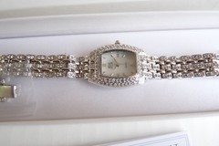Nolan Miller Glamour Collection Silver Tone Clear Crystal Watch Orig Box NEW