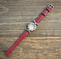 Glass Of Venice Murano Glass Millefiori Watch Red Leather Band Venetiae Quartz