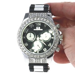 Men’s Hip Hop Watch Iced Bling Rapper Big Stones Silicone Band Luxury Fashion