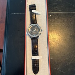 Coach Boyfriends Watch Chronograph Patent Leather Croc Crystal Black NEW