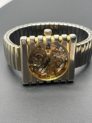 Vintage Cardini Skeleton Watch Silver Gold Tone Stretch Hong Kong D P Collection