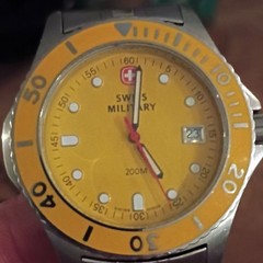 Swiss Military Quartz Diver 200m 40mm Orange Dial SS Silver Bracelet Date