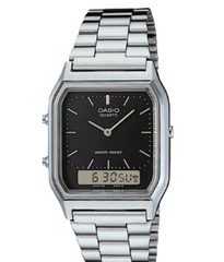 Casio AQ-230A-1D Vintage Ana Digi Retro Stainless Steel Watch Alarm Chronograph