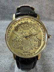 Watch Moonlight Coins Quartz Case:33mm New Battery