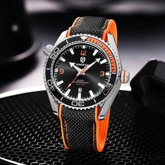 44MM QINGXIYA Quartz Diver Men’s Watch Nylon 30M Waterproof Date Luminous NEW