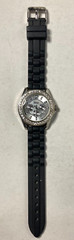 Vivani K9004BLK Accutime Watch Crystals Silver Black Rubber NEW BATT. Singapore