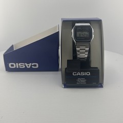 Casio A158WA-1, 7 Year Battery Classic Chronograph Watch, Alarm, Date, NEW