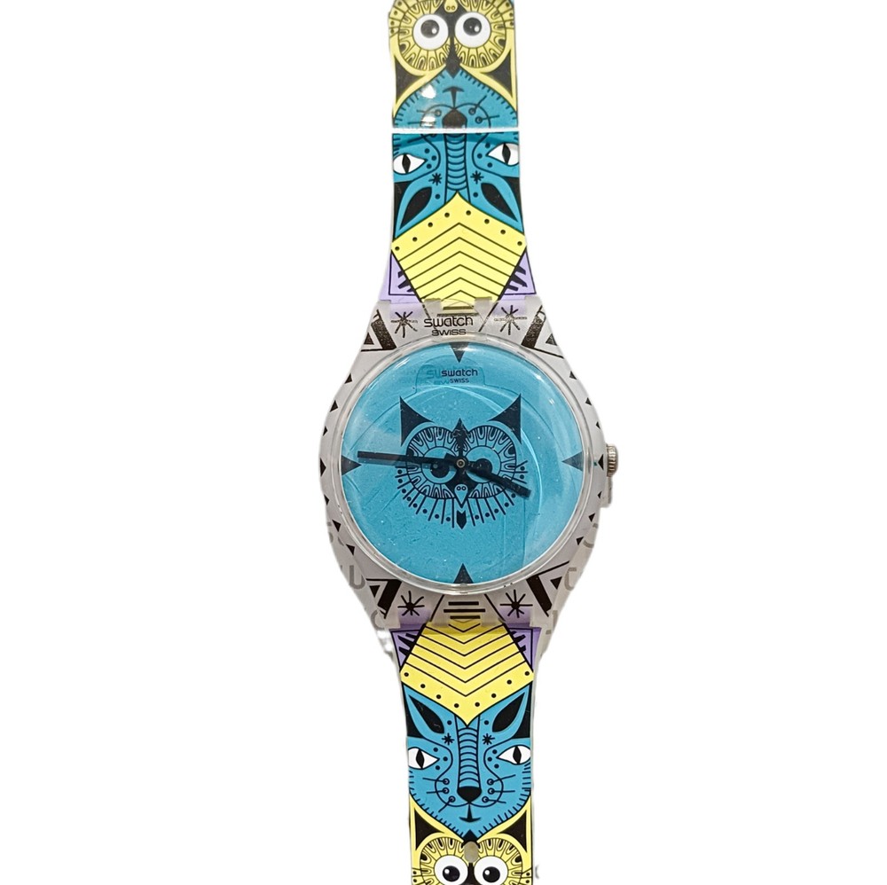 Swatch Wild Totem SUOZ191 Owl Dial Swiss Watch New Renata Battery Box & Papers