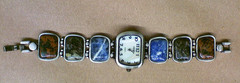 Geneva Silver Tone Gemstone Band Watch