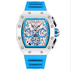 ONOLA Men’s Luxury Skeleton Chronograph Quartz Watch Silicone Strap 4 Colors