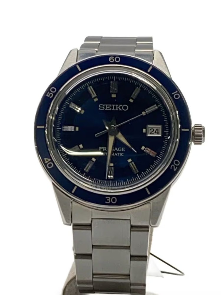 SEIKO Automatic Mechanical Watch Analog BLU SLV 4R35 05A0